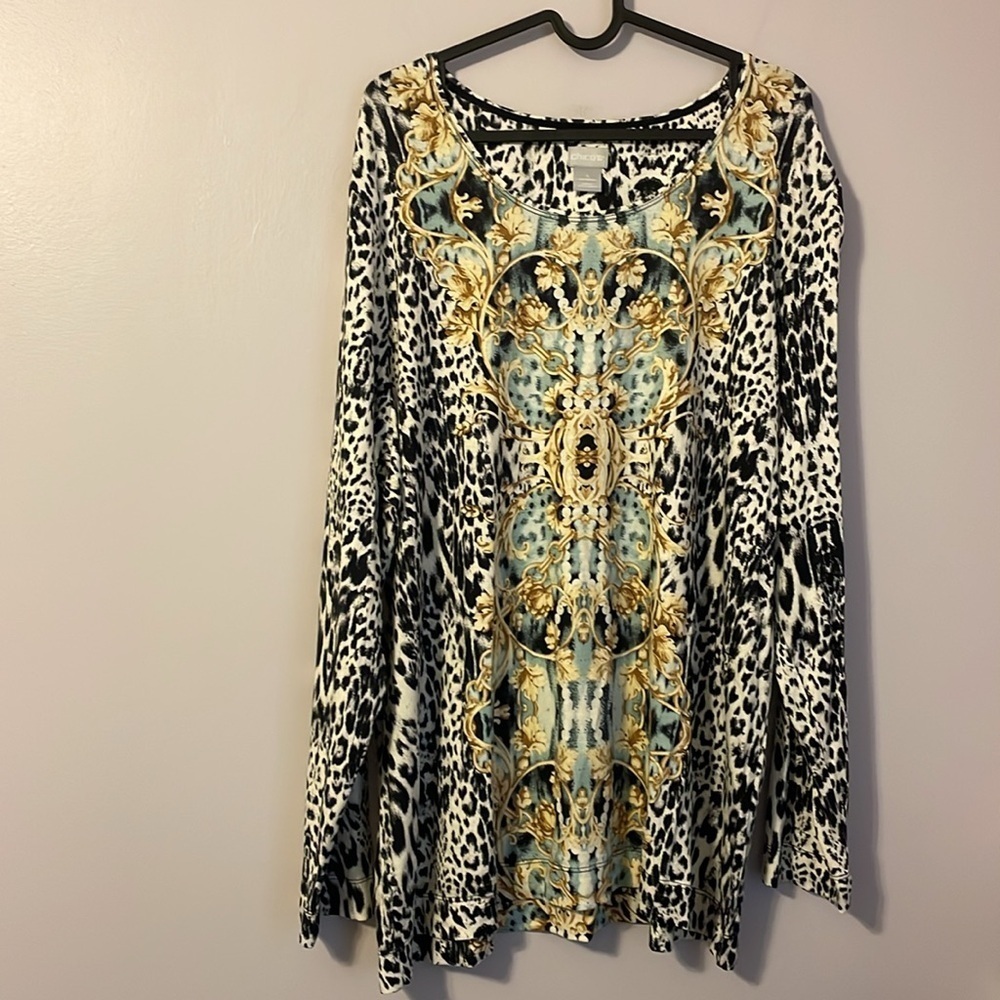 Chico’s Touch of Cool Elevated Status LS Layer Basic Knit Top in Iced Sage 4
